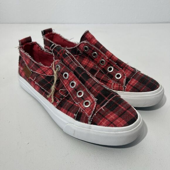 Blowfish Malibu Sneakers Womens 8.5 Red Plaid Grand Canyon Play Slip On Shoes - Picture 2 of 11